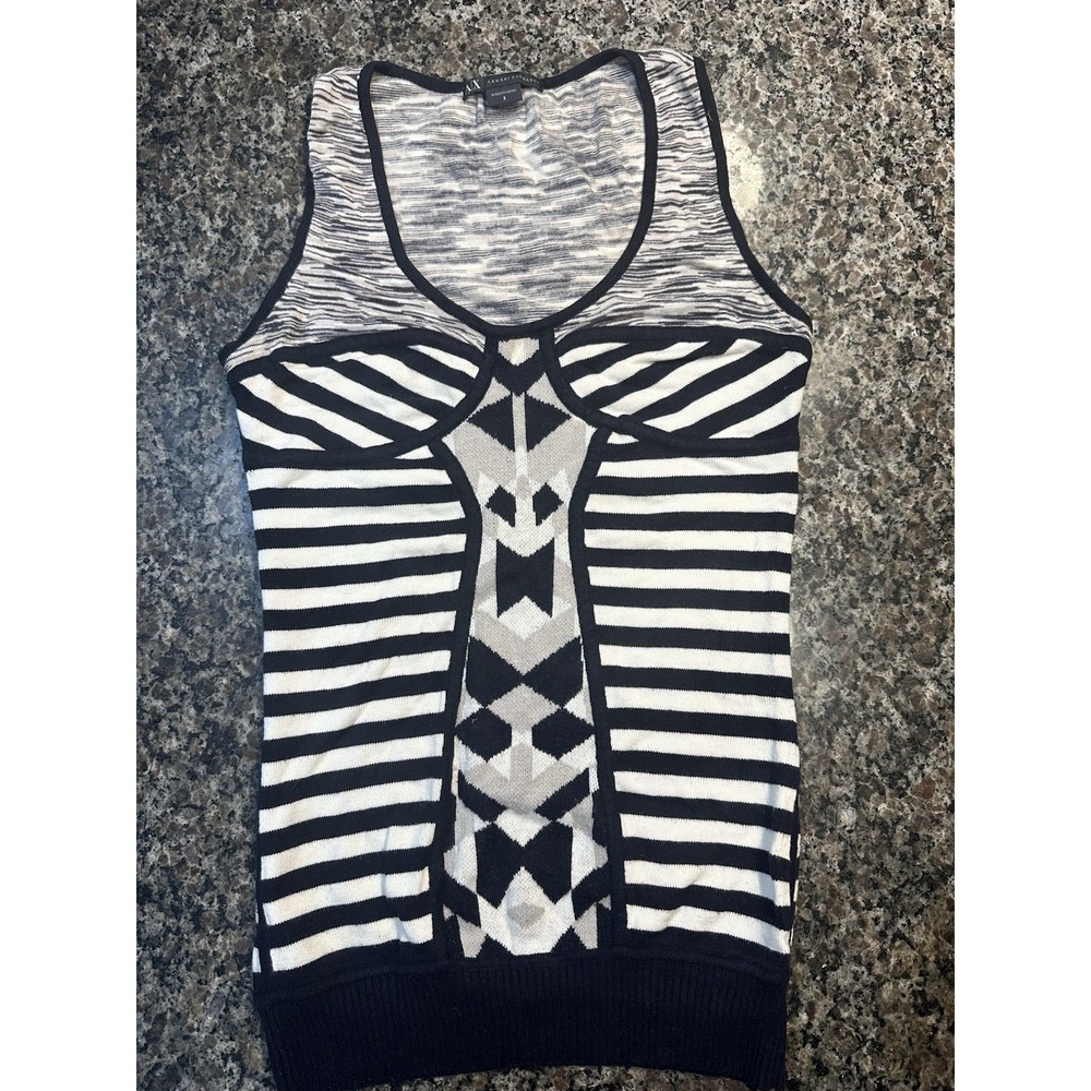 Armani Exchange Sleeveless Striped Navy and White  Top Size M